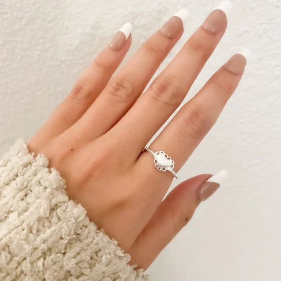 925 Sterling Silver Lace Ring Dainty Ring Band Delicate Ring Lacey Ring - Picture 4 of 5